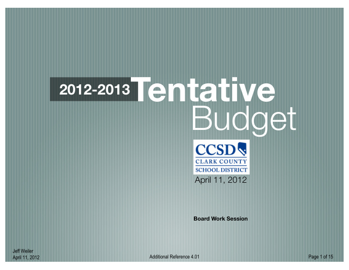 2012 2013 tentative budget