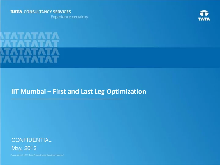 iit mumbai first and last leg optimization