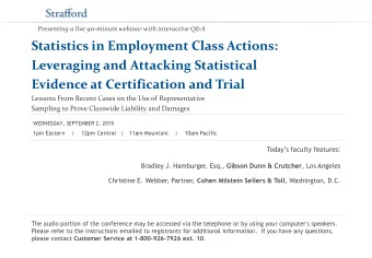 Presenting a live 90-minute webinar with interactive Q&amp;A  Statistics in Employment Class