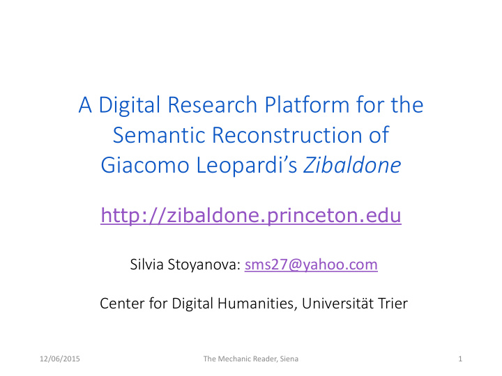 a digital research platform for the