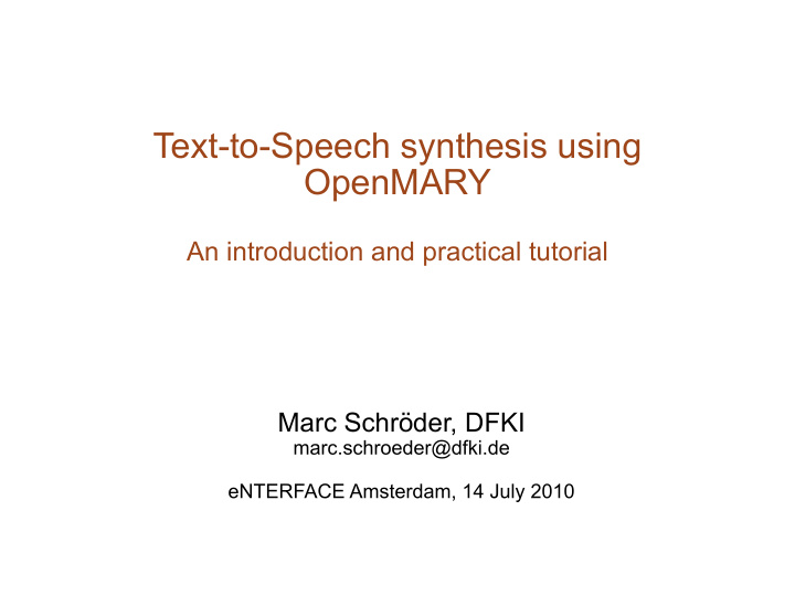 text to speech synthesis using openmary