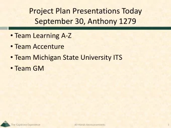 Project Plan Presentations Today  September 30, Anthony 1279  Team Learning A-Z  Team