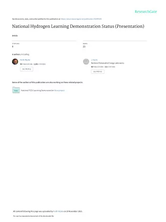 National Hydrogen Learning Demonstration Status (Presentation)  Article  CITATIONS  READS  0  23 6