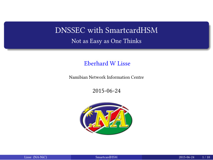 dnssec with smartcardhsm