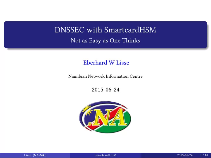 dnssec with smartcardhsm