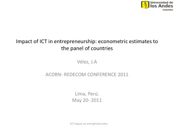 the panel of countries  Vlez, J.A  ACORN- REDECOM CONFERENCE 2011  Lima, Per.  May 20- 2011