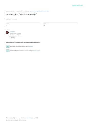 Presentation &quot;Sticky Proposals&quot; Presentation  January 2014  CITATIONS  READS  0  31  1