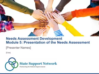Needs Assessment Development  Module 5: Presentation of the Needs Assessment  [Presenter Names]