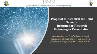 Proposal to Establish the Joint  Schools  Institute for Research  Technologies Presentation