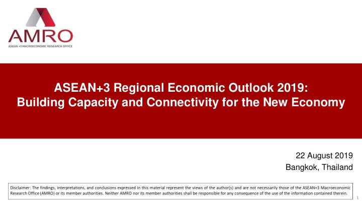 asean 3 regional economic outlook 2019 building capacity