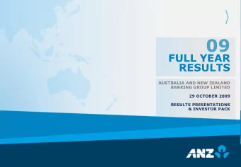 09  FULL YEAR  RESULTS  AUSTRALIA AND NEW ZEALAND  BANKING GROUP LIMITED  29 OCTOBER 2009  RESULTS