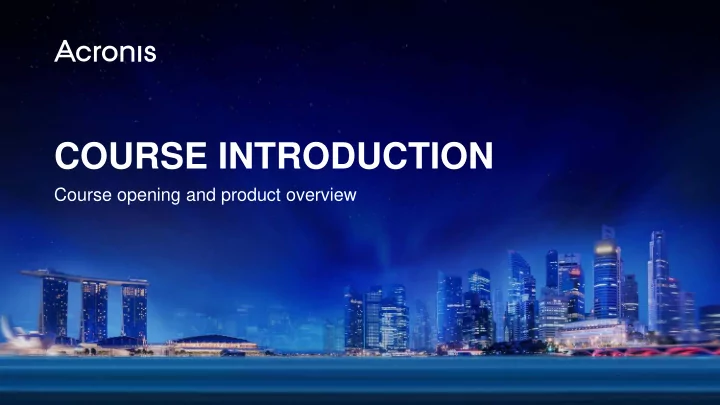 course introduction