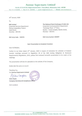 ftg~~~ Ashu Gupt a Encl: as above CIN: L5 1900MH2000 PL C126473 RE GISTERED ADDRESS: A nj aneya,