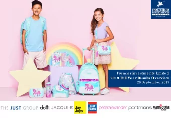 X  0  Agenda  Smiggle - Accelerated global growth  Premier Investments Limited  1  8  strategy far