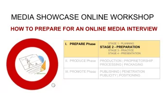 MEDIA SHOWCASE ONLINE WORKSHOP  HOW TO PREPARE FOR AN ONLINE MEDIA INTERVIEW  STAGE 1 - PLANNING