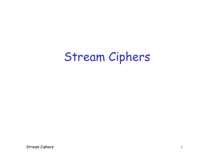 stream ciphers