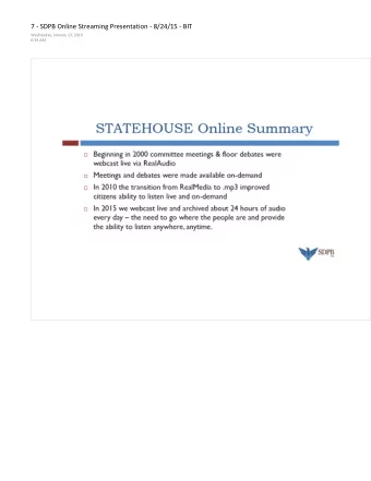 7 - SDPB Online Streaming Presentation - 8/24/15 - BIT  Wednesday, January 13, 2016  6:34 AM