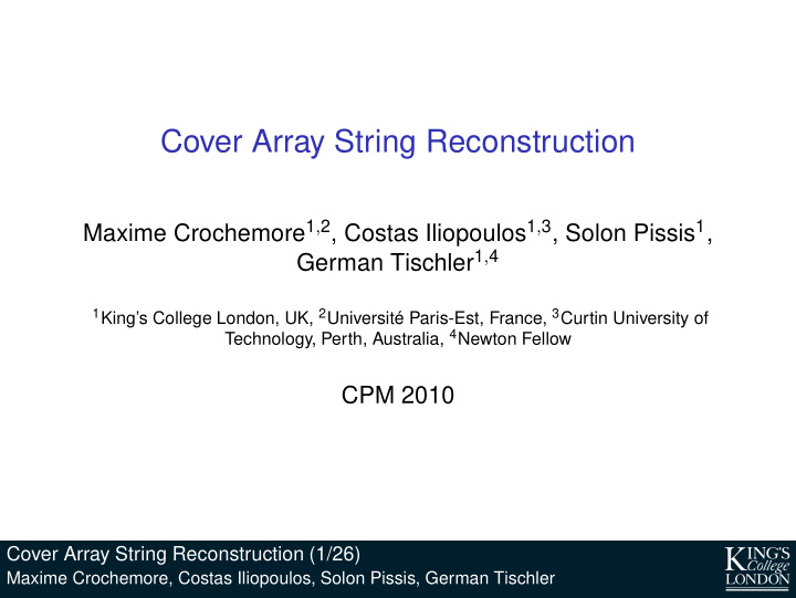 cover array string reconstruction