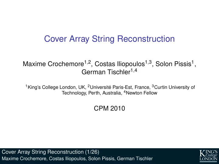 cover array string reconstruction