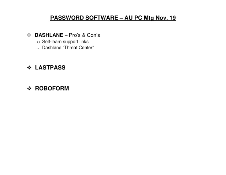 password software au pc mtg nov 19