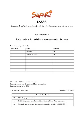 Executive Summary  This document reports on the official website of SAFARI with a summary of each
