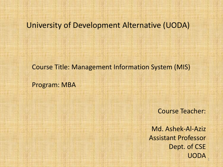 university of development alternative uoda