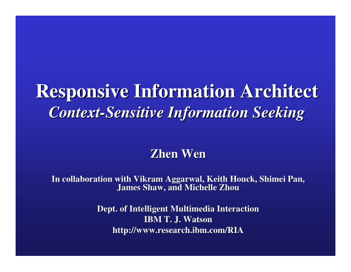 responsive information architect responsive information