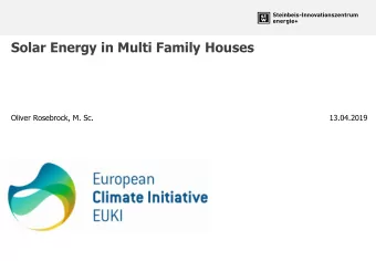 Solar Energy in Multi Family Houses  13.04.2019  Oliver Rosebrock, M. Sc.  EU Goals for 2050 RE