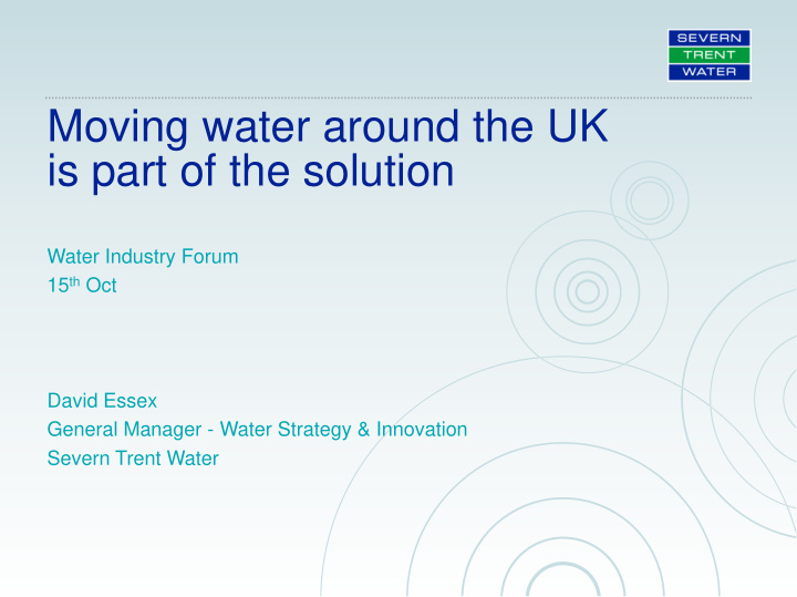 moving water around the uk is part of the solution
