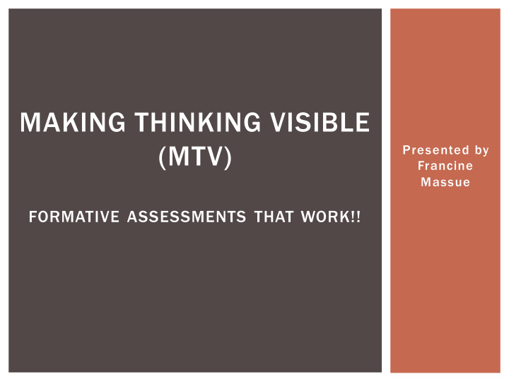 making thinking visible mtv