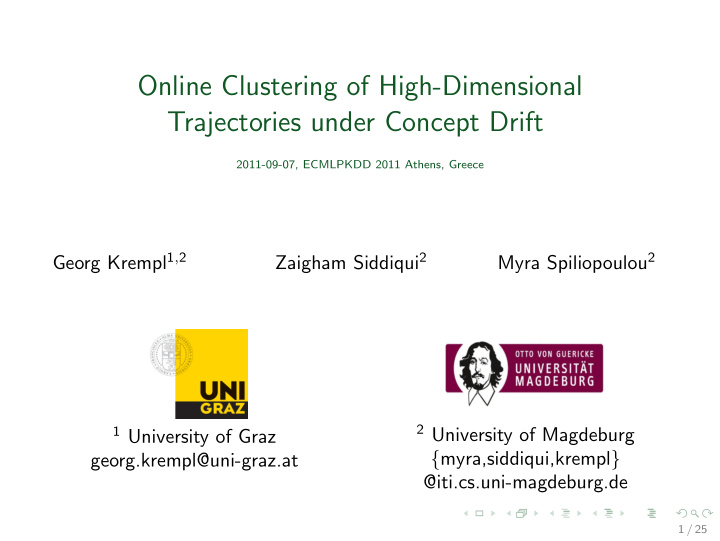 online clustering of high dimensional trajectories under