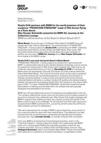 Miami Beach. During this years Art Basel in Miami Beach the BMW Group will present two major