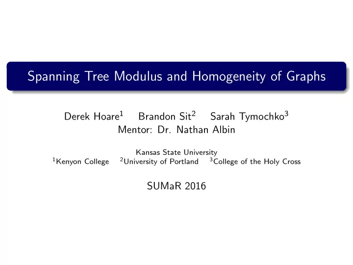 spanning tree modulus and homogeneity of graphs