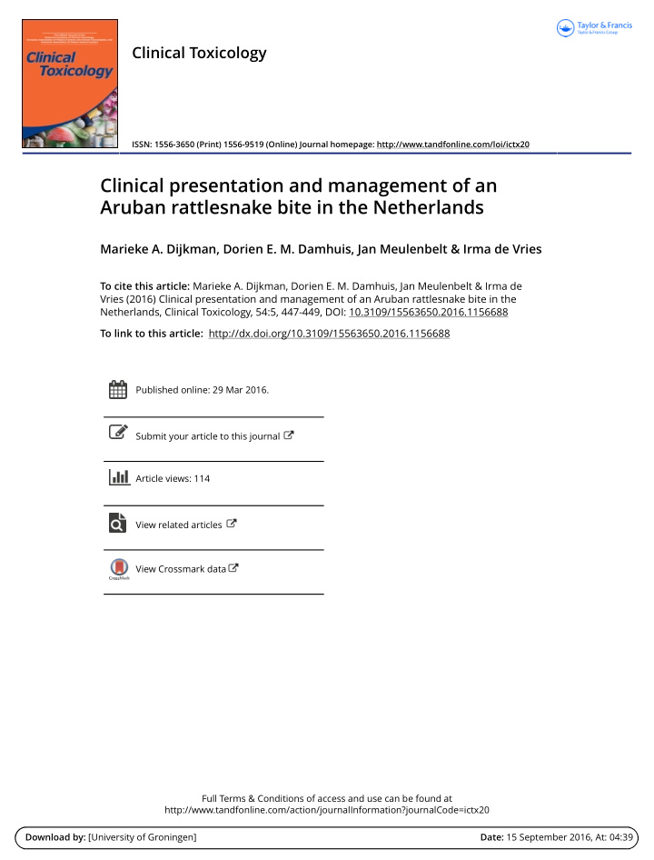 clinical presentation and management of an aruban