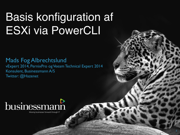 basis konfiguration af esxi via powercli