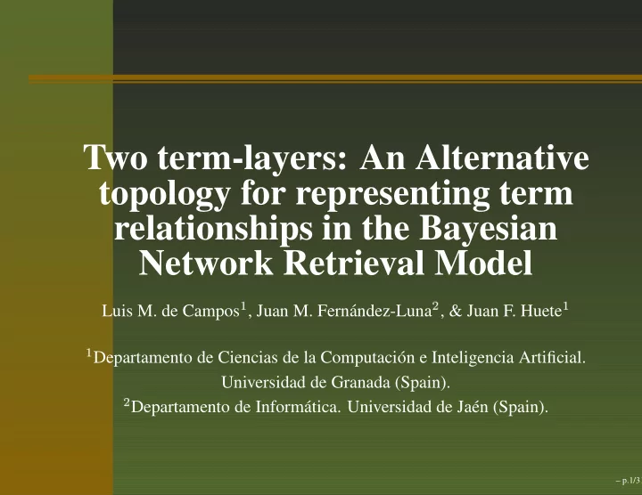 two term layers an alternative topology for representing