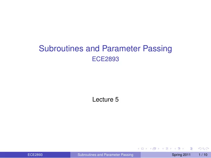 subroutines and parameter passing