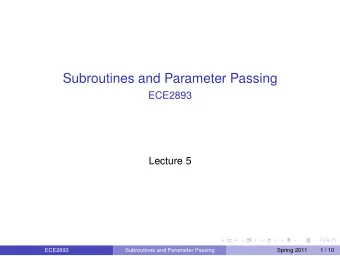 Subroutines and Parameter Passing  ECE2893  Lecture 5  ECE2893  Subroutines and Parameter Passing