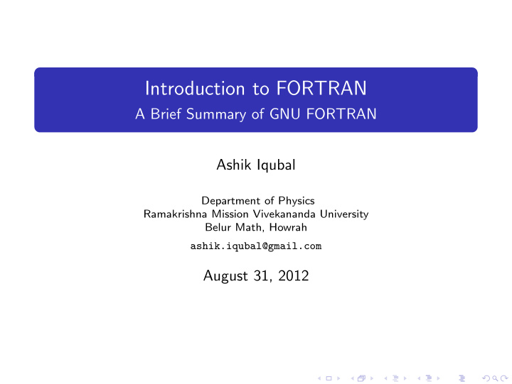 introduction to fortran