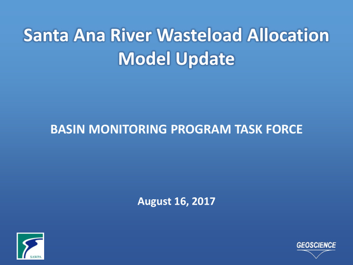 santa ana river wasteload allocation model update