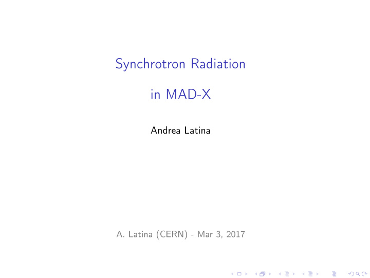 synchrotron radiation in mad x