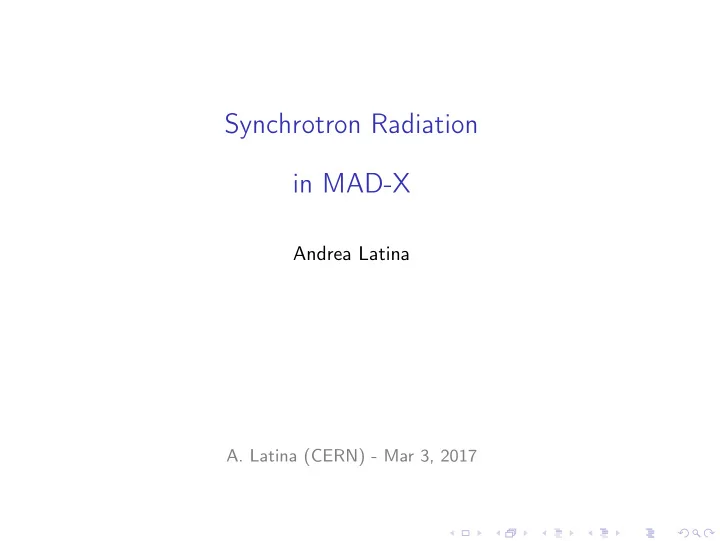 synchrotron radiation in mad x