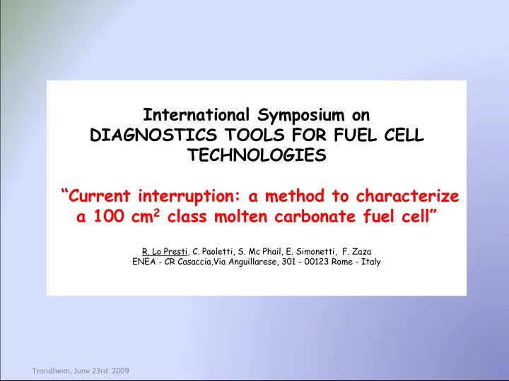 international symposium on diagnostics tools for fuel