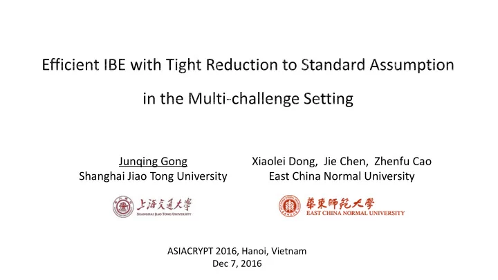 junqing gong xiaolei dong jie chen zhenfu cao shanghai