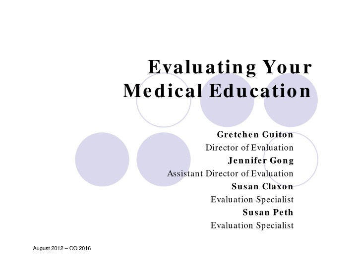 evaluating your medical education