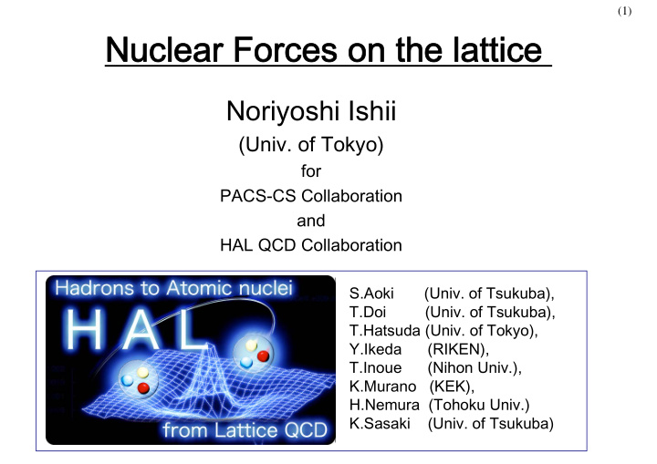 nuclear forces on the lattice