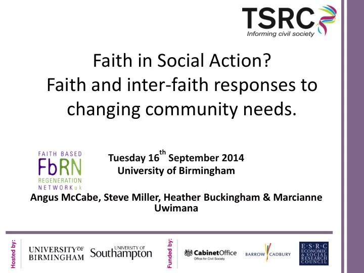 faith and inter faith responses to