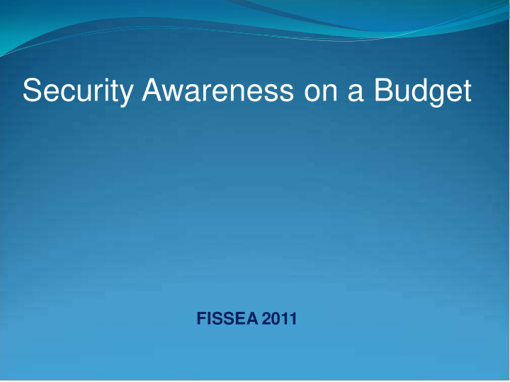 security awareness on a budget