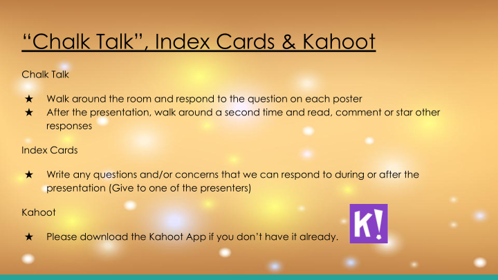 chalk talk index cards kahoot