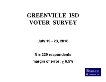 GREENVILLE  ISD  VOTER  SURVEY  July 19 - 23, 2018  N = 229 respondents  margin of error: + 6.5%